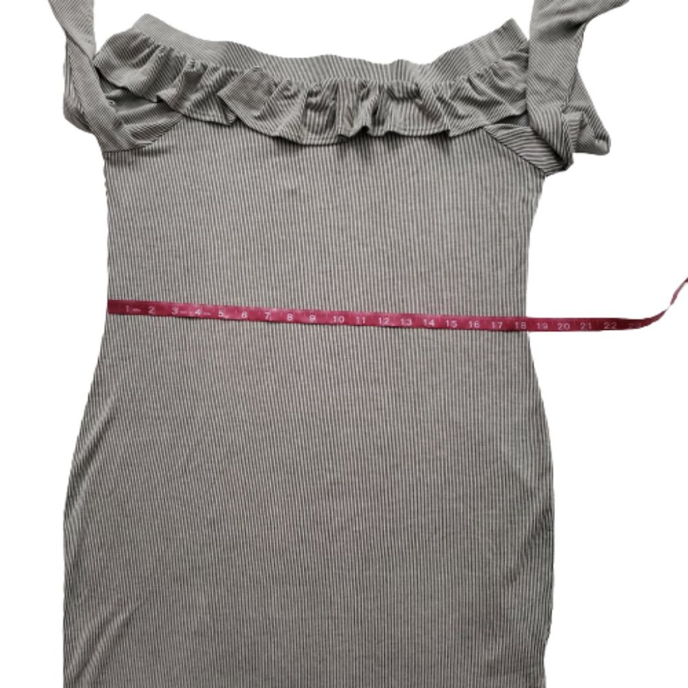 Pink Blush Pinstriped Off Shoulder Ruffle Accent Maternity Dress Charcoal XL NWT - Picture 11 of 15